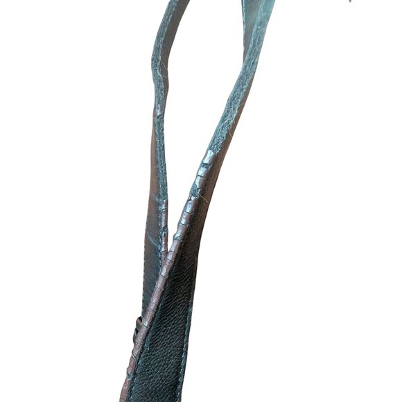 Black Leather Suede Shoulder Bag Large With Zipper & Magnetic Closure Tiangello - Picture 3 of 6